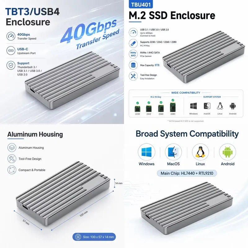 Carcasa Externa Portátil AP01  - Usb4 40Gbps External Ssd 8Tb reseña y precio