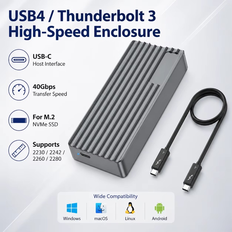 Carcasa TBT3/USB4 para SSD M.2 - Usb4 40Gbps External Ssd 8Tb reseña y precio