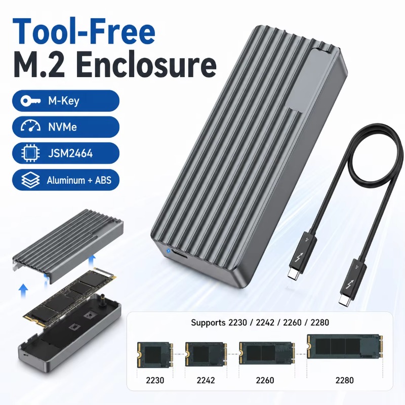 Carcasa TBT3/USB4 para SSD M.2 - Usb4 40Gbps External Ssd 8Tb reseña y precio